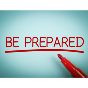 Be prepared is written in red ink with a red marker.